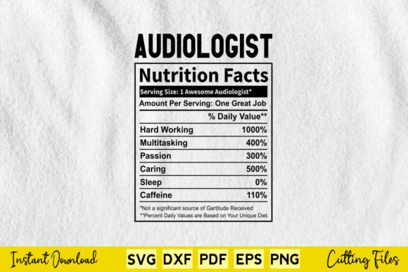Funny Audiologist Nutrition Facts Svg Graphics in Crafts