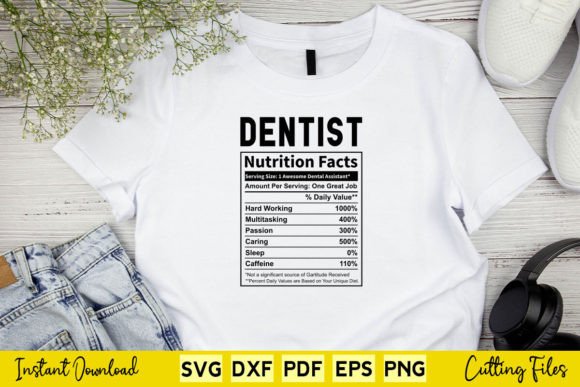 Funny Dentist Nutrition Facts Svg Graphics and Crafts