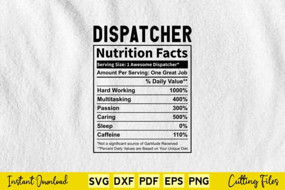 Funny Dispatcher Nutrition Facts Svg Graphics and Crafts Review