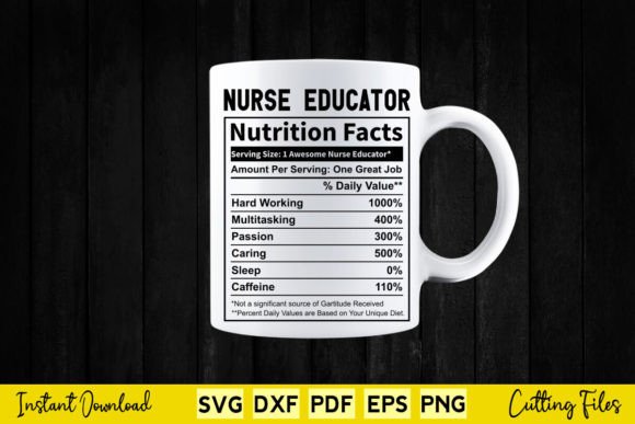 Funny Nurse Educator Nutrition Facts Svg Graphics and Crafts